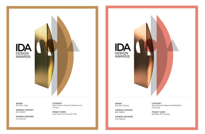 Giải vàng sản phẩm gạch siêu mỏng ion âm và giải đồng với sản phẩm sàn gỗ cao cấp AMYGRES ABA Nano bạc của International Design Awards